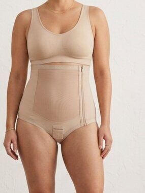 Bellefit Side-Zipper Postpartum Compression Girdle Shapewear Beige 2XL